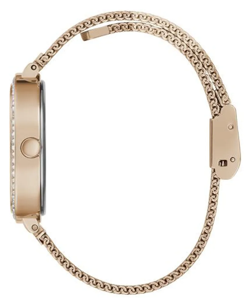 Guess Women's Rose Gold-Tone Mesh Analog Watch