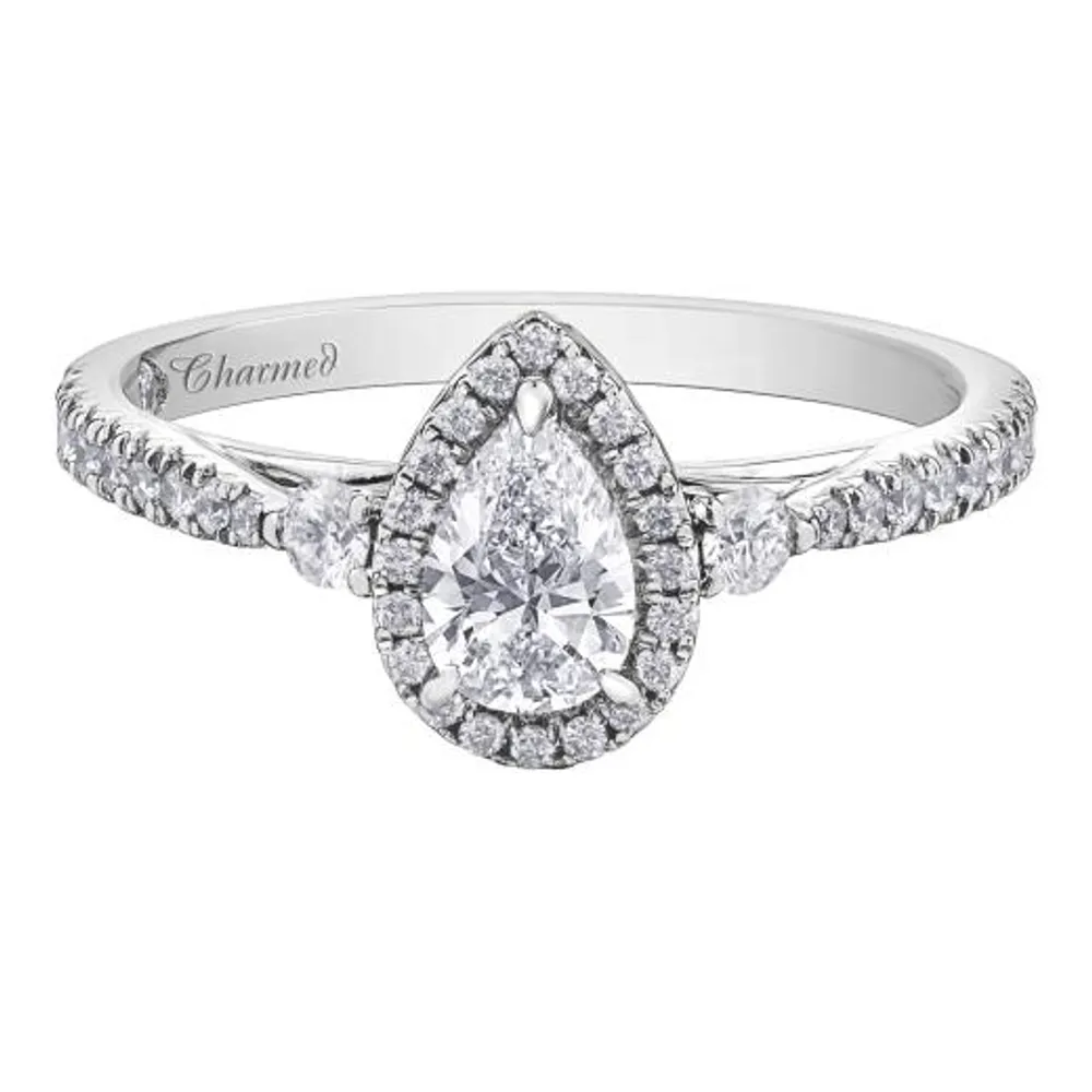 Charmed By Richard Calder 14K White Gold 0.86CTW Pear Diamond Ring