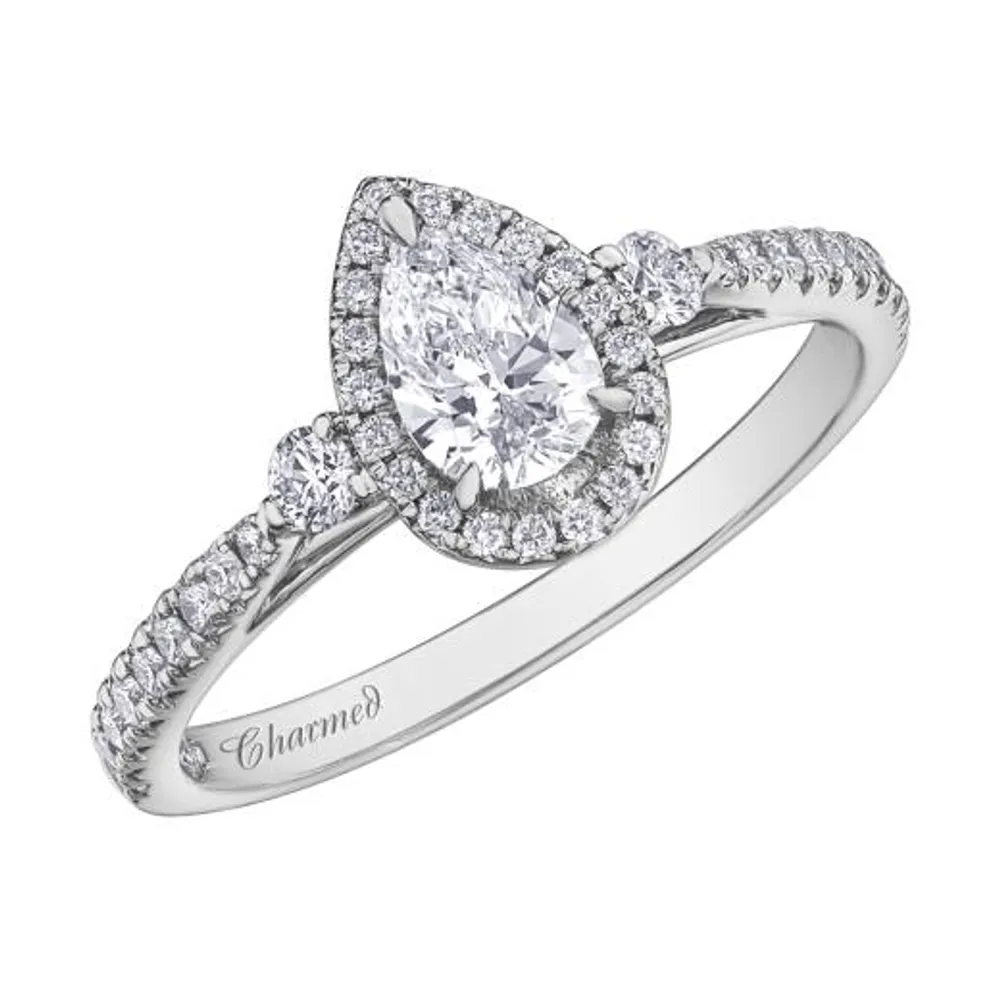 Charmed By Richard Calder 14K White Gold 0.86CTW Pear Diamond Ring