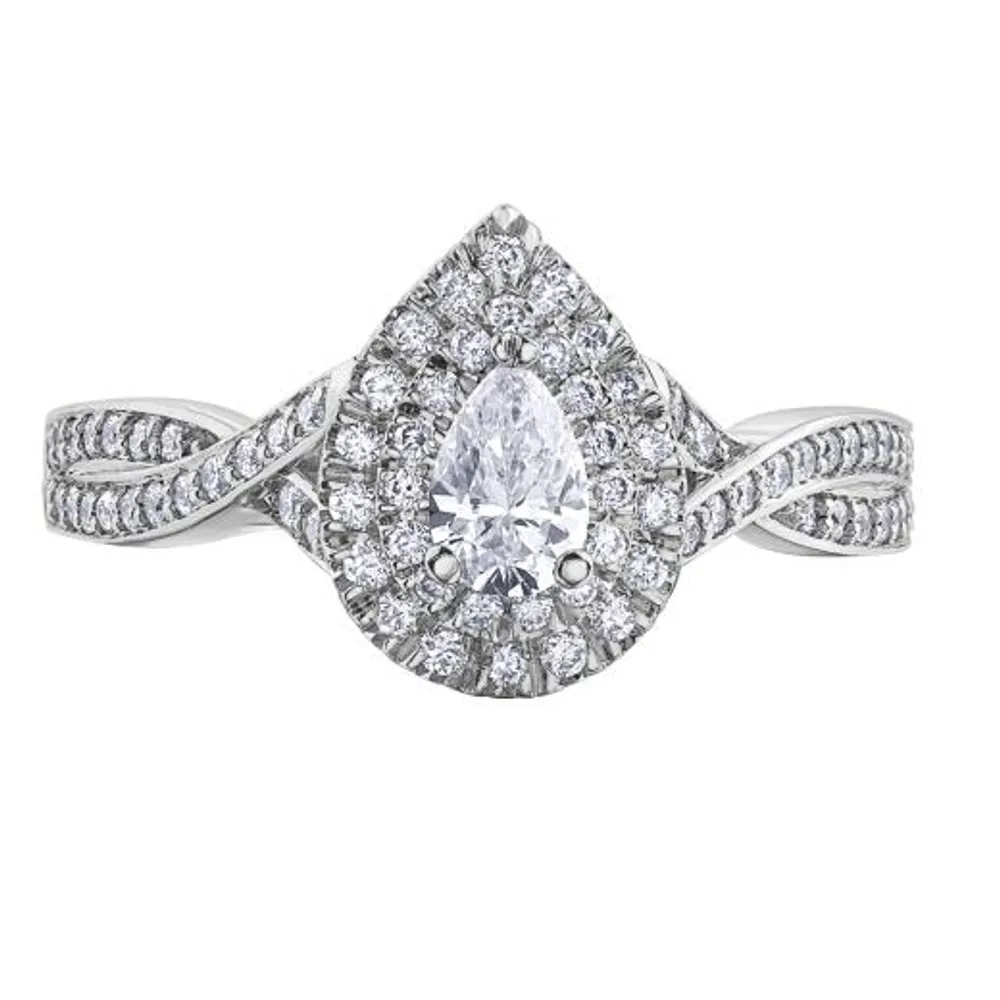 Charmed By Richard Calder 14K White Gold Pear 0.73CTW Diamond Ring