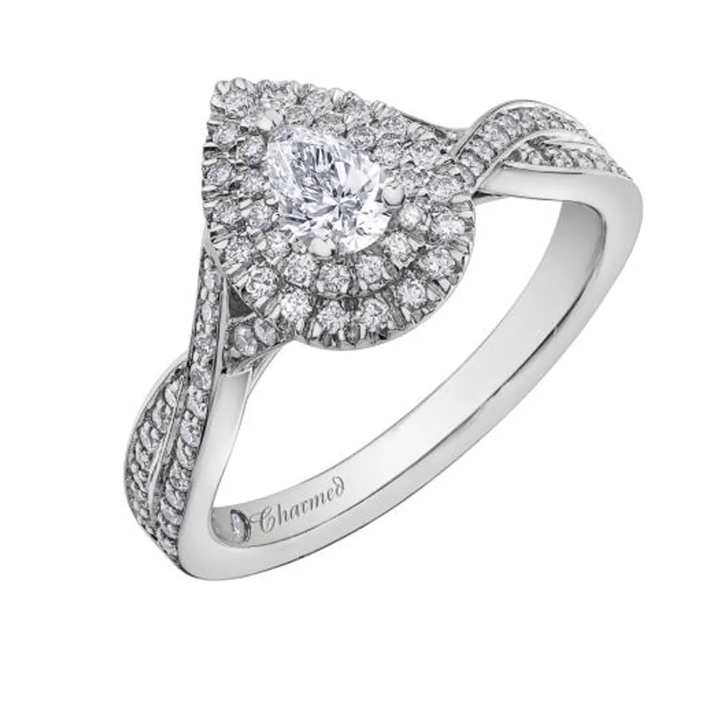 Charmed By Richard Calder 14K White Gold Pear 0.73CTW Diamond Ring