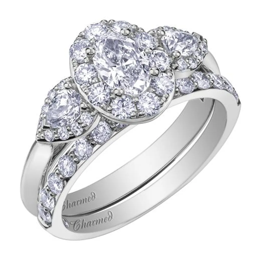 Charmed By Richard Calder 14K White Gold 1.32CTW Diamond Oval Ring