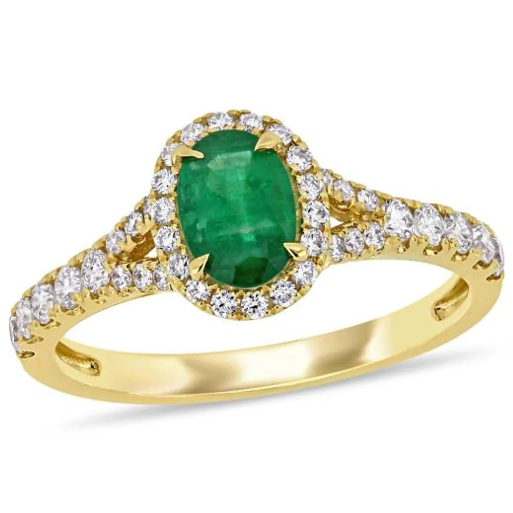 Julianna B 14K Yellow Gold Emerald & 0.45CTW Diamond Ring