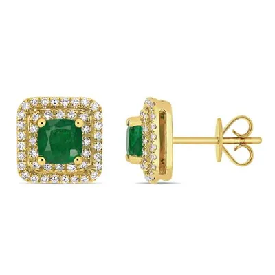 Julianna B 14K Yellow Gold Emerald & 0.40CTW Diamond Earrings