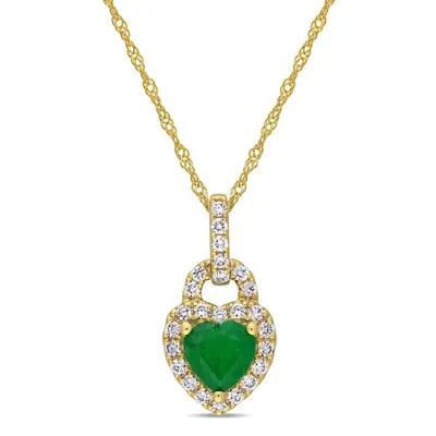 Julianna B 14K Yellow Gold Emerald & 0.25CTW Diamond Necklace