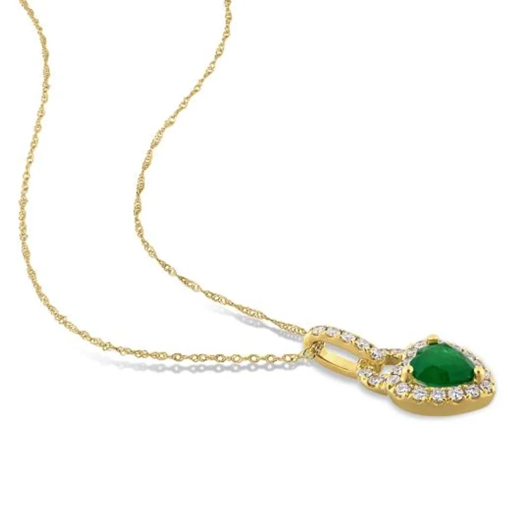 Julianna B 14K Yellow Gold Emerald & 0.25CTW Diamond Necklace