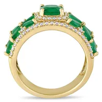 14K Yellow Gold Emerald & Diamond Ring