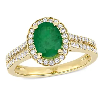 Julianna B 14K Yellow Gold Emerald & 0.33ctw Diamond Ring