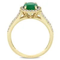 Julianna B 14K Yellow Gold Emerald & 0.33ctw Diamond Ring