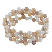 Triple Row Multicolour 6-7mm Freshwater Pearl Coil Bracelet