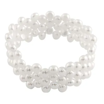 Triple Row White 6-7mm Freshwater Pearl Coil Bracelet