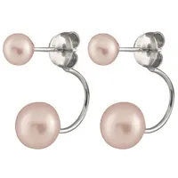 Sterling Silver 8-8.5mm and 5-5.5mm Button Shaped Freshwater Pearl Earrings