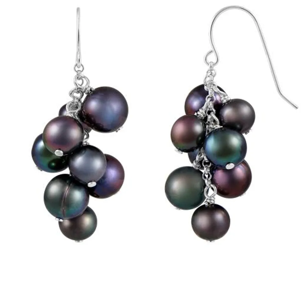 Sterling Silver Black Freshwater Pearl Earrings