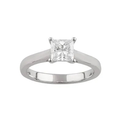 14K White Gold 1.00CT Glacier Fire Ideal Princess Cut Diamond Solitaire Ring