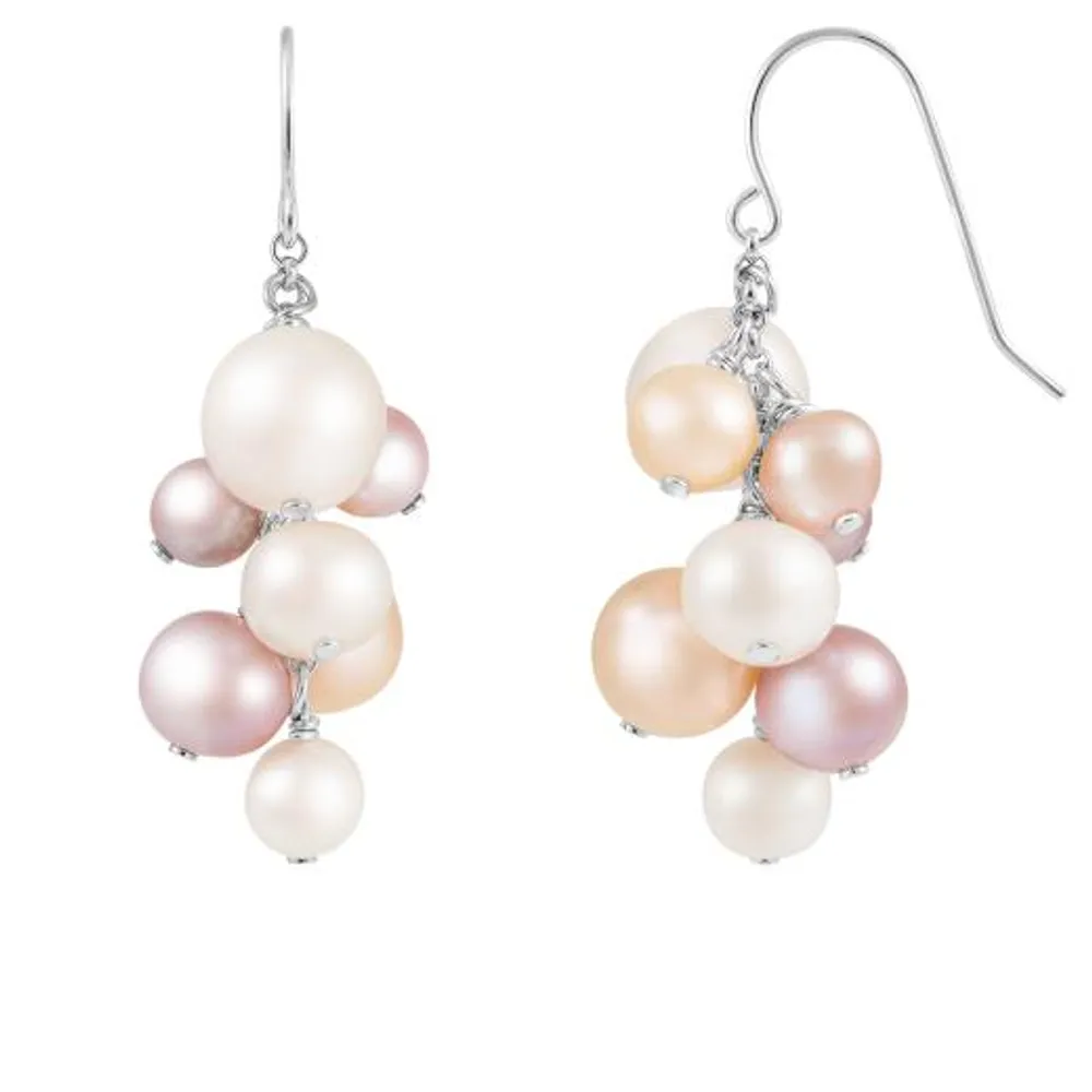 Sterling Silver Multicolored Freshwater Pearl Earrings