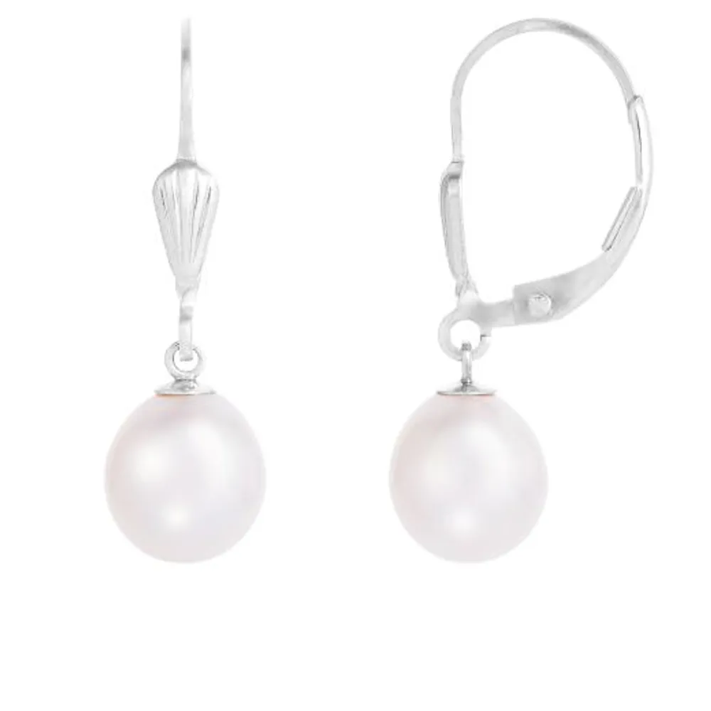 Sterling Silver 7-8mm Freshwater Pearl Leverback Earrings