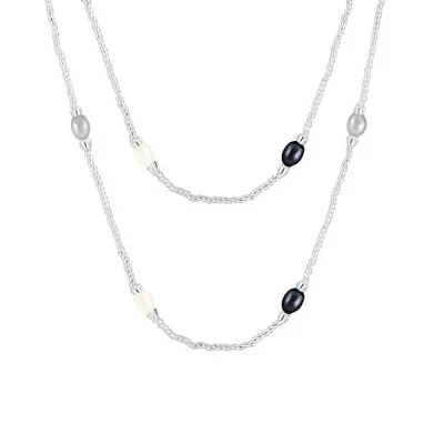 36" Endless 7-8mm Freshwater Pearl Necklace with Glass Beads