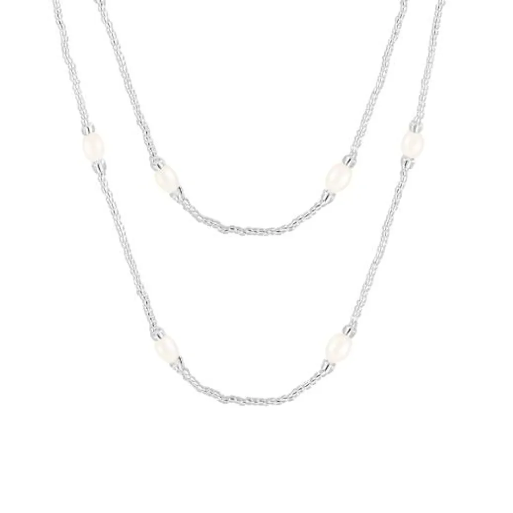 36" Endless 7-8mm Freshwater Pearl Necklace with Glass Beads