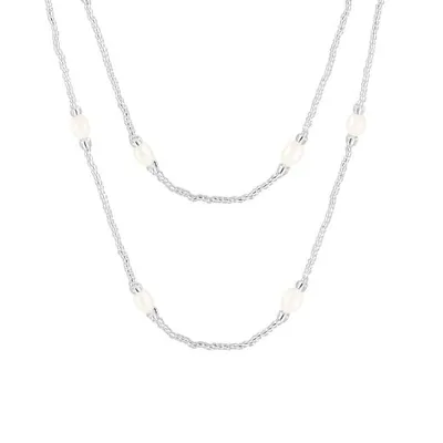 36" Endless 7-8mm Freshwater Pearl Necklace with Glass Beads