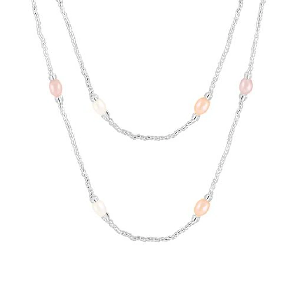 36" Endless 7-8mm Freshwater Pearl Necklace with Glass Beads