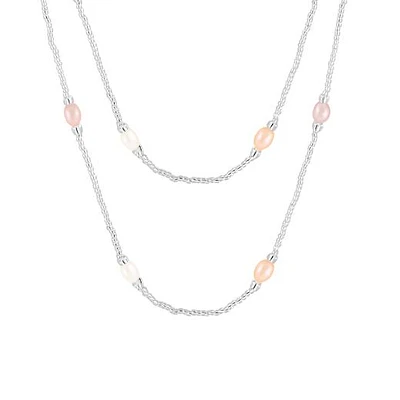 36" Endless 7-8mm Freshwater Pearl Necklace with Glass Beads