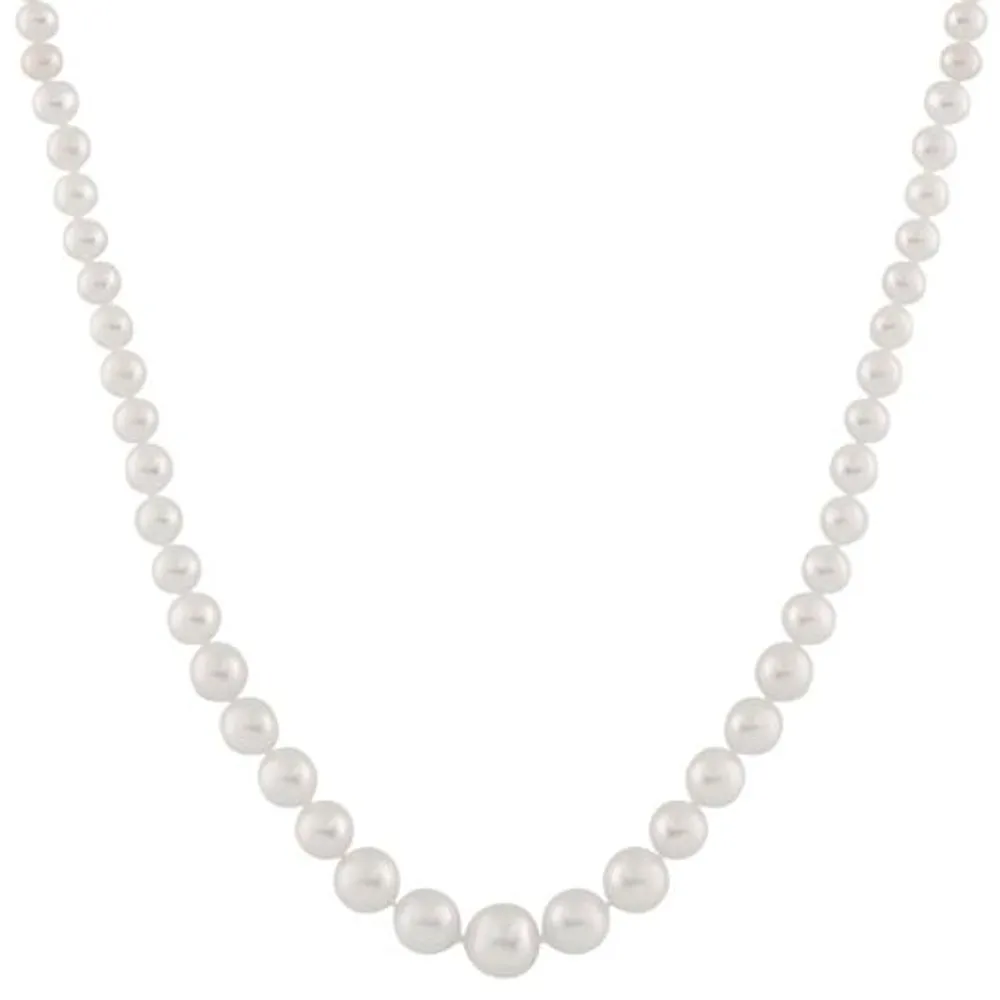 14K Yellow Gold 4-8mm White Freshwater Pearl 18" Necklace