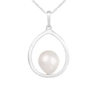 14K White Gold 9-10mm White Freshwater Pearl 17" Necklace