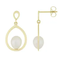 14K Yellow Gold 6.5-7mm Freshwater Pearl Earrings