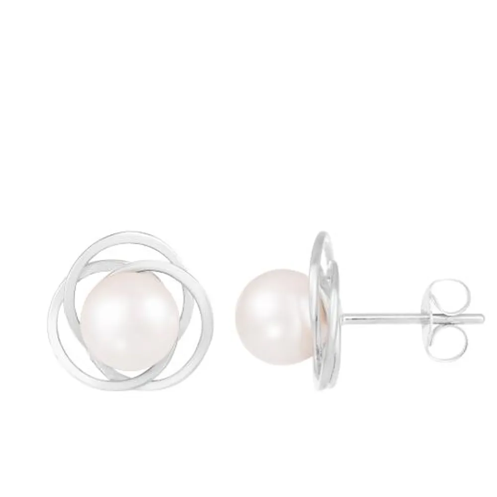 14K White Gold 6-6.5mm Akoya Pearl Earrings