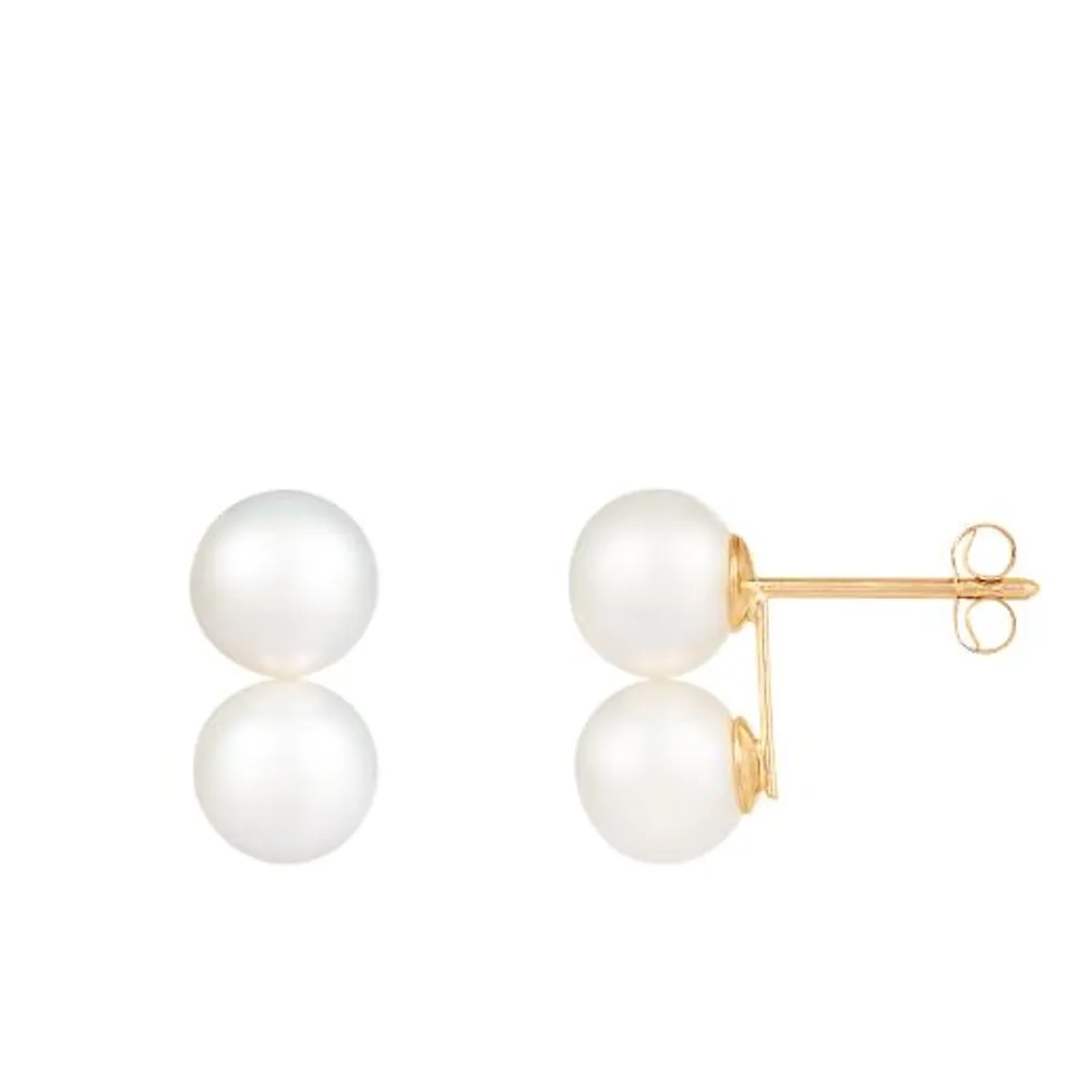 14K Yellow Gold 6-6.5mm Freshwater Pearl Stud Earrings