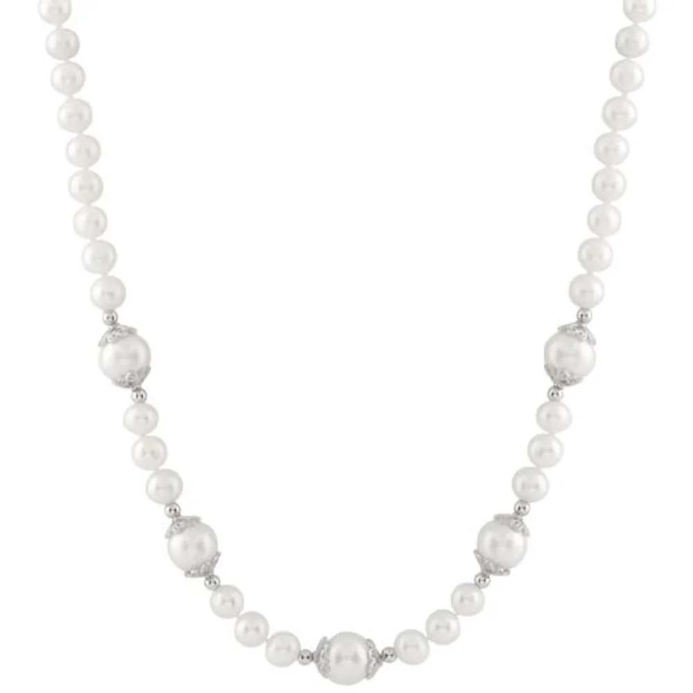 Sterling Silver 6-12mm Freshwater Pearls 18" Necklace