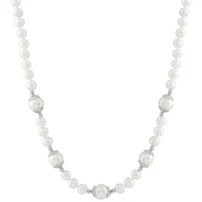 Sterling Silver 6-12mm Freshwater Pearls 18" Necklace