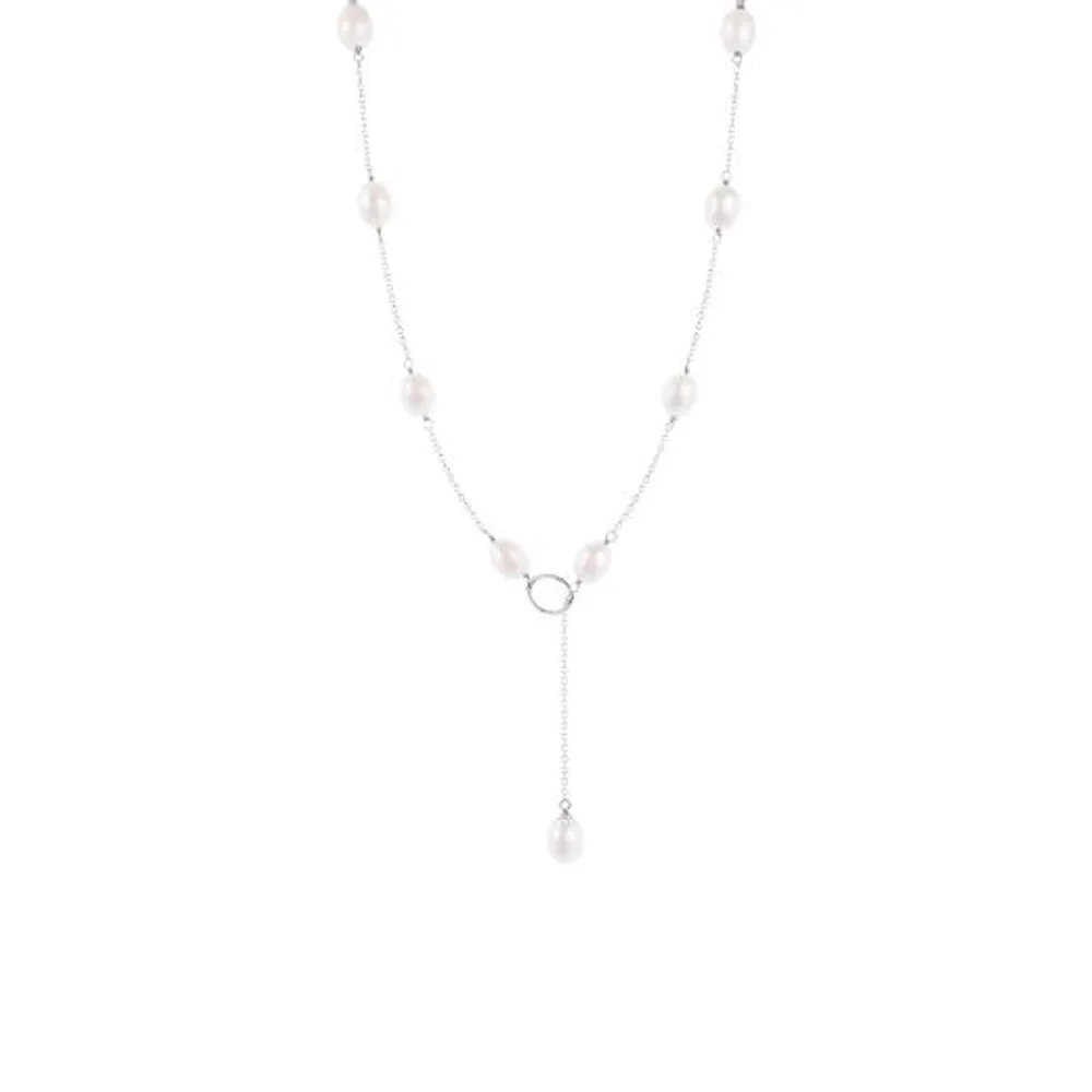 Sterling Silver 7.5-8mm Freshwater Pearls 18" Necklace