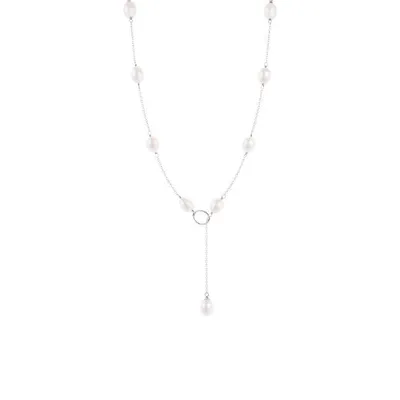 Sterling Silver 7.5-8mm Freshwater Pearls 18" Necklace