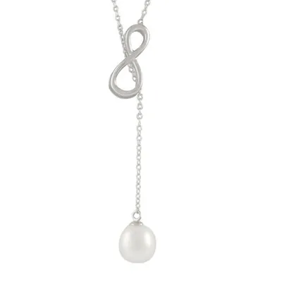 Sterling Silver 7.5-8mm Freshwater Pearls 18" Infinity Necklace