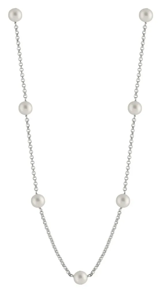 Sterling Silver 8-9mm White Freshwater Pearl 20" Necklace