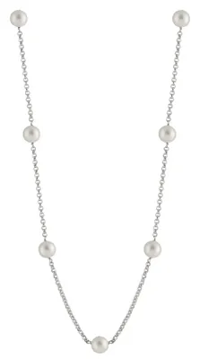 Sterling Silver 8-9mm White Freshwater Pearl 20" Necklace