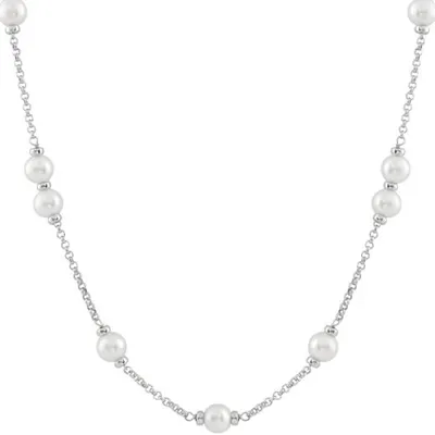 Sterling Silver 8-9mm White Pearls 18" Necklace