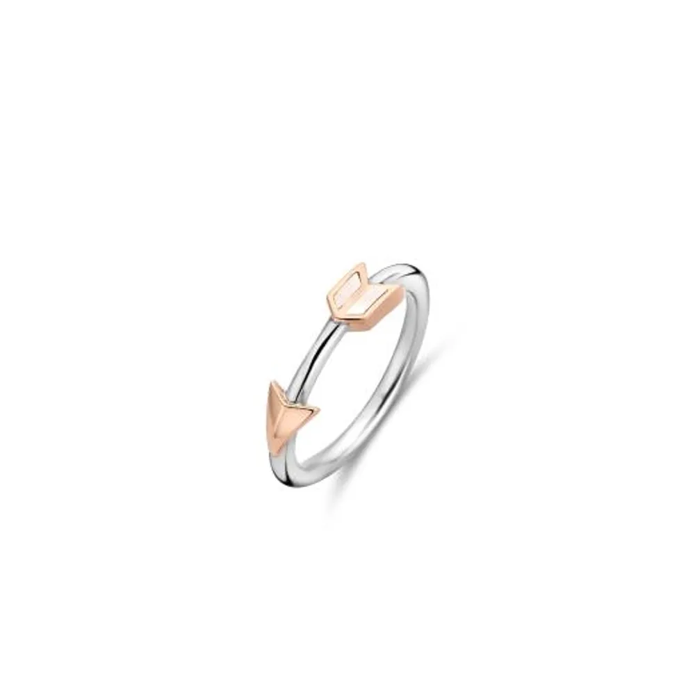 Ti Sento Funky Arrow Silver and Rose Gold-Tone Ring