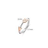 Ti Sento Funky Arrow Silver and Rose Gold-Tone Ring