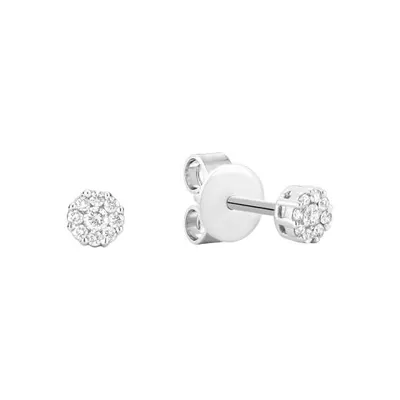 10K White Gold 0.08CTW Diamond Cluster Studs