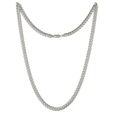 Sterling Silver 24" 5.3mm Pave Cut Curb Chain
