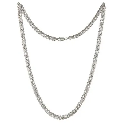 Sterling Silver 24" 7.2mm Pave Cut Curb Chain