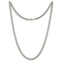 Sterling Silver 24" 7.2mm Pave Cut Curb Chain