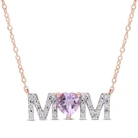 Julianna B Rose Plated Sterling Silver Amethyst & 0.10ctw Diamond Mom Pendant