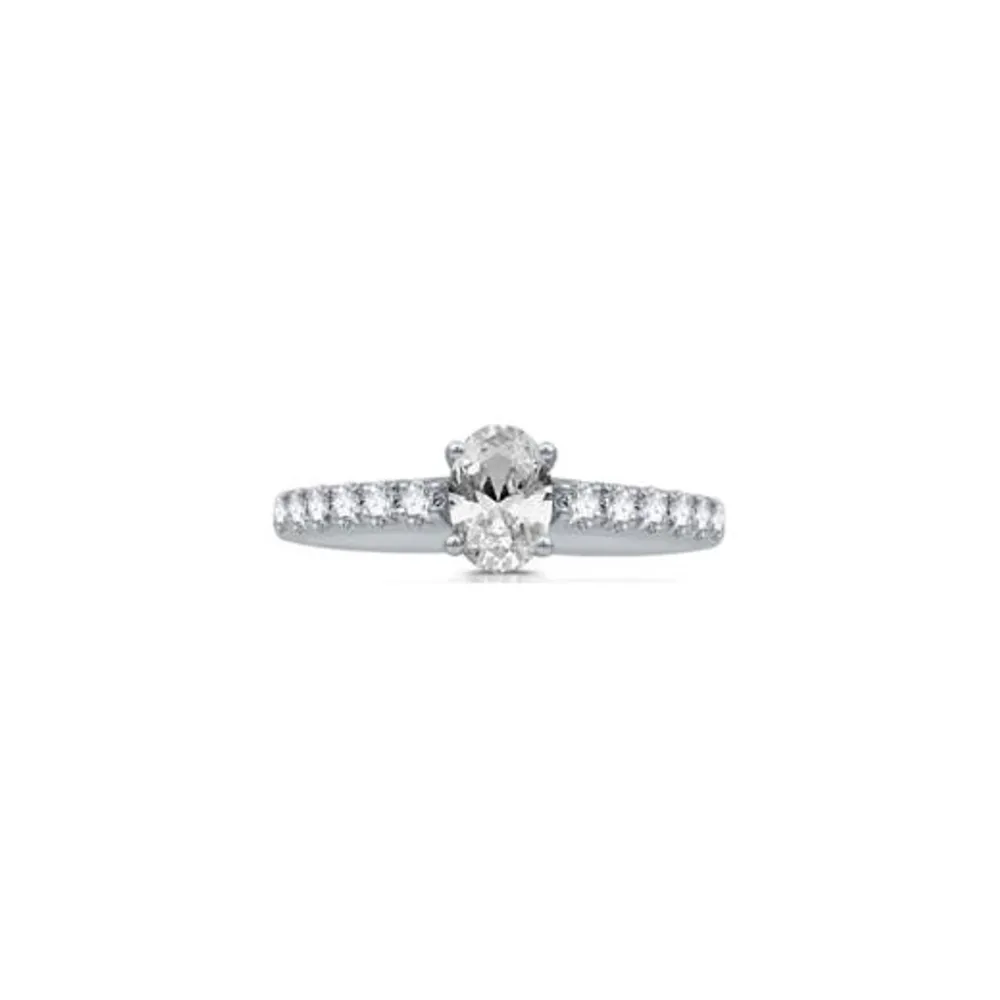 14K White Gold Lab Grown 1.44CTW Diamond Solitaire Plus Ring