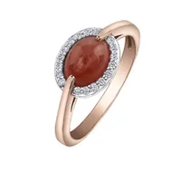 10K Rose Gold Orange Moonstone & Diamond Ring