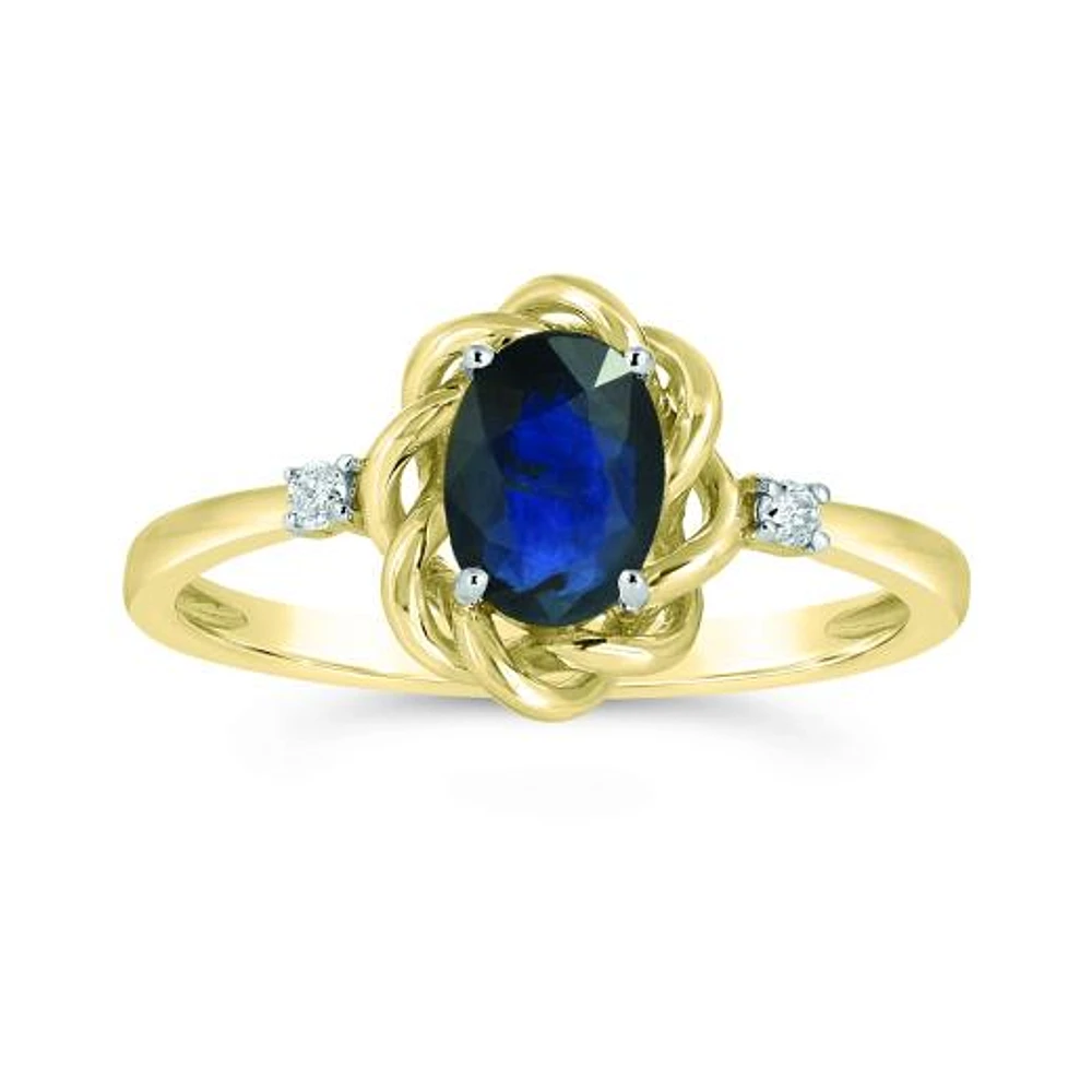 10K Yellow Gold Sapphire & Diamond Ring