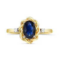 10K Yellow Gold Sapphire & Diamond Ring