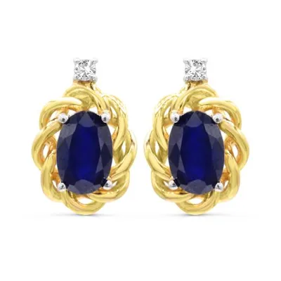 10K Yellow Gold Sapphire & Diamond Earrings